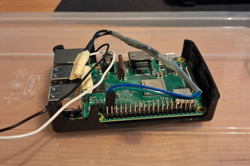 raspberry pi with circuit plugged into it