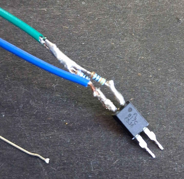 817C soldered to resistors and wires