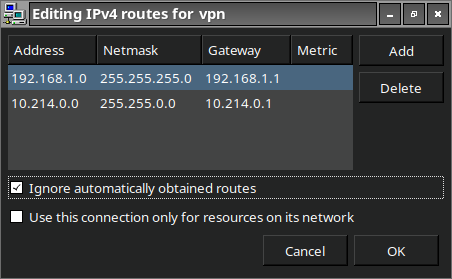 OpenVPN setting: split tunneling